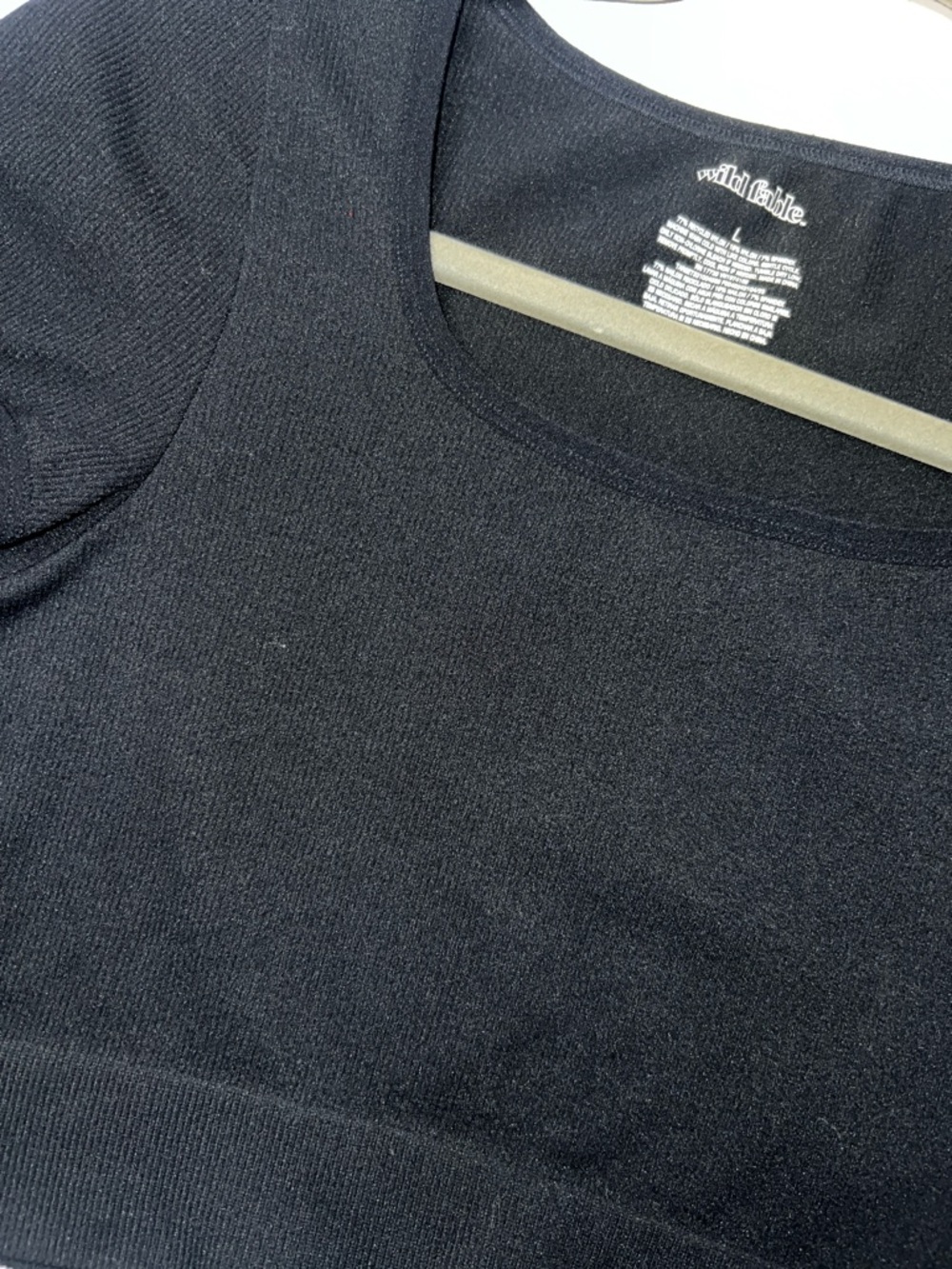wild fable Black Scoop Neck Cropped Knit Tee size L - Picture 3 of 6